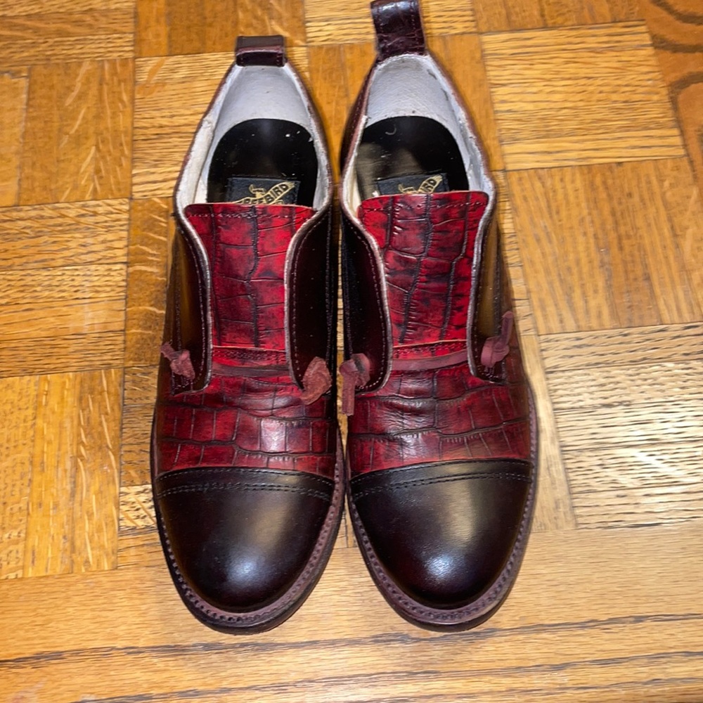 Freebird by Steven loafers.  Wine multi color.